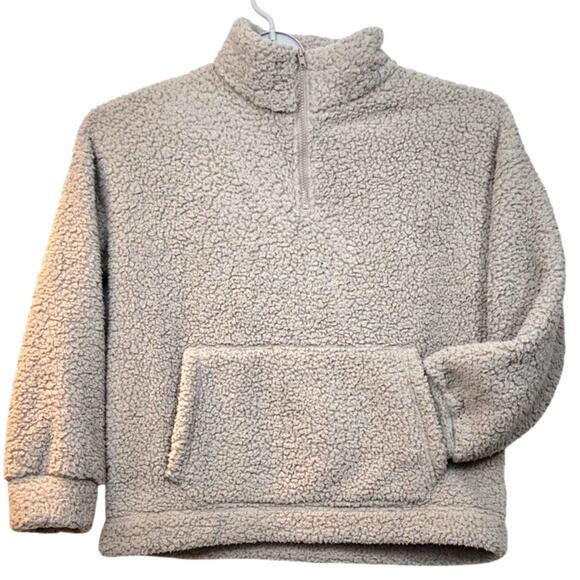 American Eagle Sherpa Fleece Quarter Zip Pullover Beige (Tag S, Fits M/L) - Picture 2 of 10